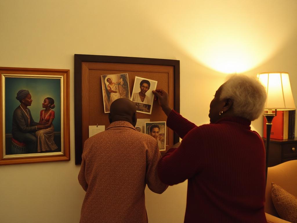 A couple looking back at photos from an evening they shared